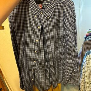 Chaps Men's Navy Plaid Button Down Shirt